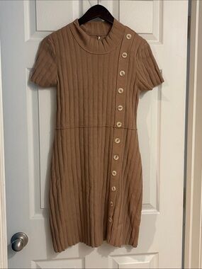 Free people Lottie rib knit button sweater dress